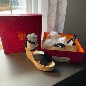 Tory Burch Black Wedge Espadrille Selby